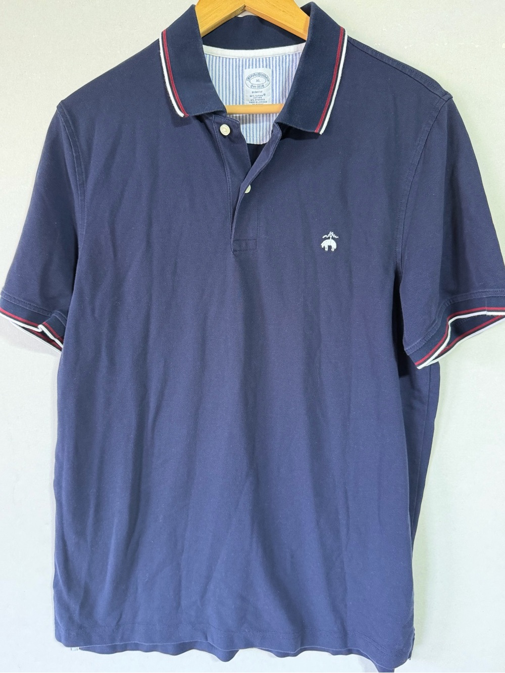 Brooks Brothers Navy Polo with Red & White Contrast Trim